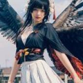 Nyotengu Traditional，Dead or Alive，A girl in Japanese costume with wings.