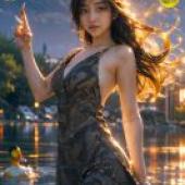 Mobile wallpaper， Beauty and Duck， Realistic， A girl in a black dress poses on the cover of Duke magazine.