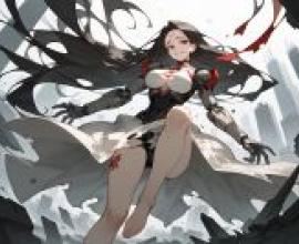 dark witch，The woman is smiling and wearing a white dress.