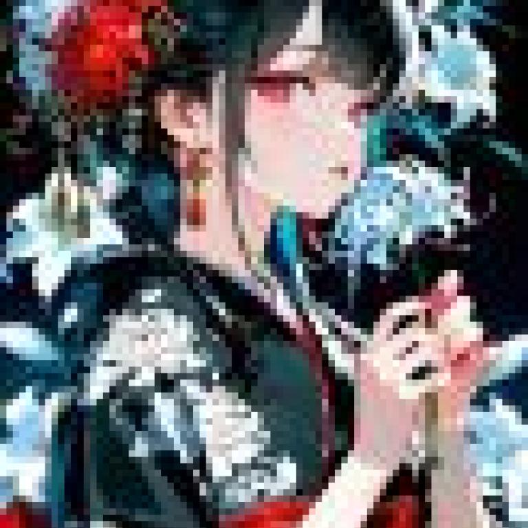 女孩們，一位女士手捧兩朵花。
