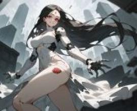 黑色願望，臀部有紅色標記的動漫少女。