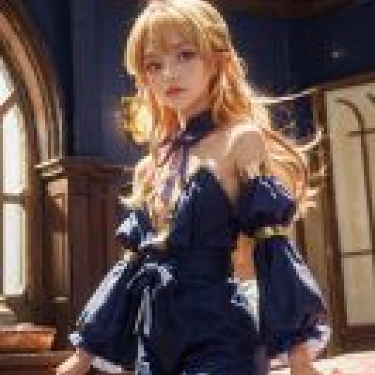手機桌布，Lilith Machikado Mazoku，寫實，金髮女孩穿著藍色洋裝。