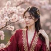 一段前世命中註定的緣分。身著紅衣的女子。