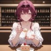 kafka honkai star rail，A girl with pink hair eating cake.