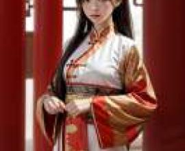 中國女兒裝，一位身著傳統服飾的女子。