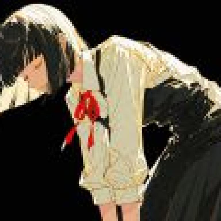 Japanese JK silhouette，Black and white girl in black dress.