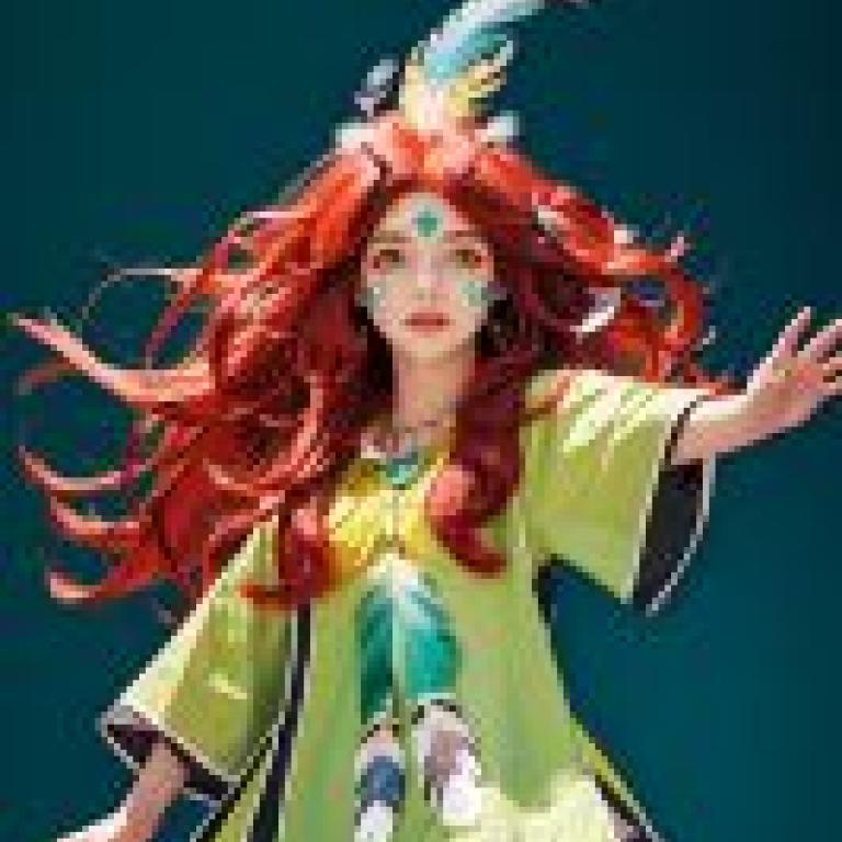Popoi， Secret of Mana，紅頭髮的女人，頭髮上插著一根藍色的羽毛。