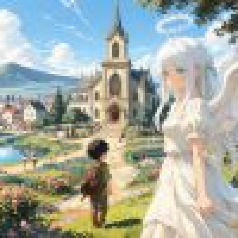 angle girl，Artwork of an angel with the boy.