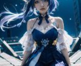 Griseo，Honka，A girl in blue with long blue hair.