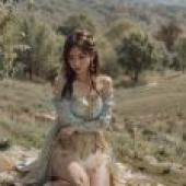 Mountains and rivers: Sitting on the top of the mountain， in the background tree dream， Chen Jilus charming dream， Rocoko statue.
