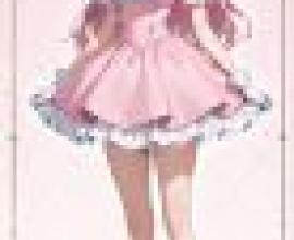 Dynamic outfits，Pink girl wearing a pink dress and high heel shoes.