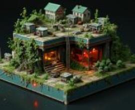 Miniature city，A Lego set that looks like a village.