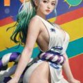 Yamato，One Piece，身穿有角的連身裙的女孩。