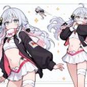 Kagura Nana vtuber，Two anime style ladies in red and black.