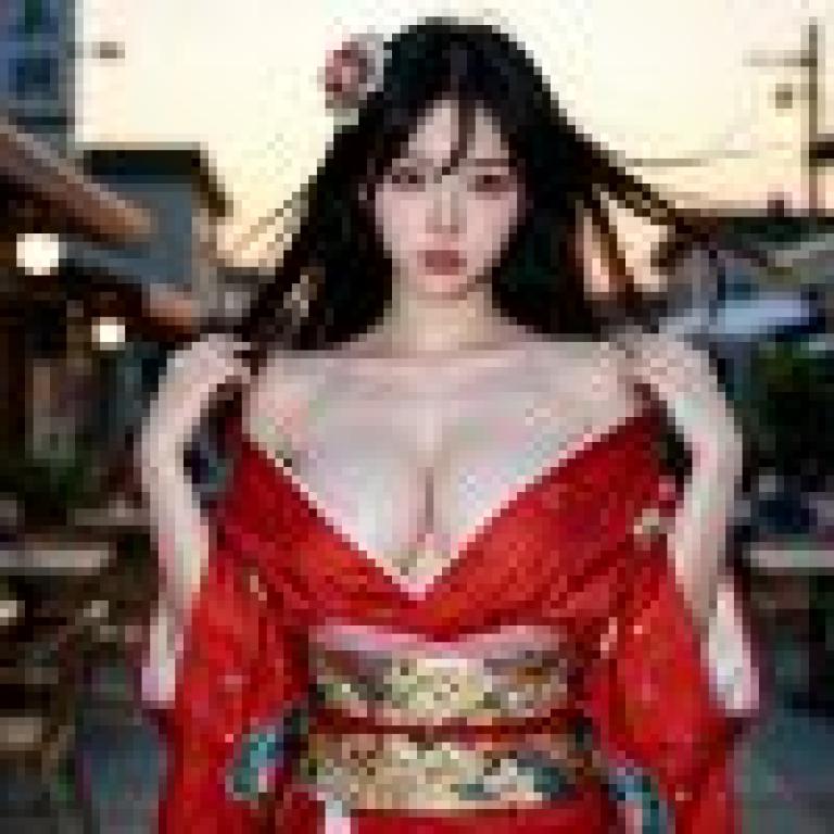 美麗的攝影師，身穿和服的女模特，和服上方有日文文字。