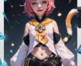 Diona K tzlein 迪奧娜·凱茨萊茵，穿著粉紅色連身裙的粉貓女孩。