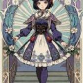 Yunjin,Genshin Impact,穿著藍色衣服的女人在彩色背景前。