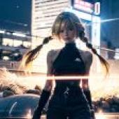 city ​​neon night scene