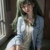 FUTURE GADGET LAB Depository of Steins Gate Characters Maho Hiyajo，The girl in the light blue blazer is sitting.