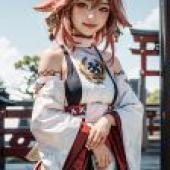 Mobile phone wallpaper， Yae Miko Genshin Impact Genshin Impact， realistic， Summer Yukata