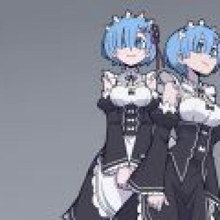 ReZero 從零開始的異世界生活 蕾姆，兩個卡通女孩穿著裙子。