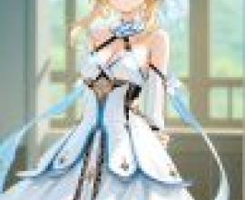 vitality，A blue and white dress with wings.