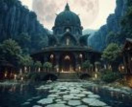 電腦桌布，遠古神秘宮殿，寫實，幻境之城