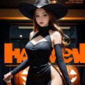 萬聖節啤酒，一張萬聖節海報上，身穿女巫服裝的女子。