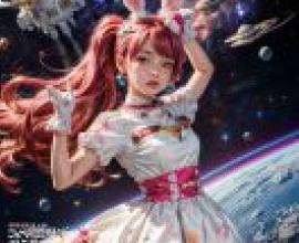 光之美少女：食尚甜心，Cure Whip KiraKira Pretty Cure A La Mode，一位戴著粉紅色兔耳朵的小女孩出現在《Space War》雜誌的封面。
