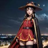 The live -action version of the blessing， Huihui， genius magician， beautiful tablecloth， anime desktop， night fantasy of the mountain