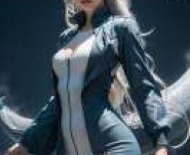 Leviathan Mythical Creature，A woman in a blue jumpsuit with a mermaid tail.