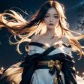 Computer desktop， live version， kimono beauty， black and white anime fantasy
