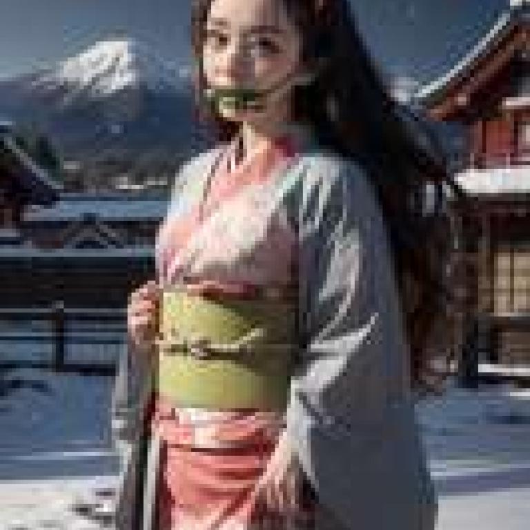 爐門祢豆子，鬼滅之刃，身著和服的女子，背景是山巒。