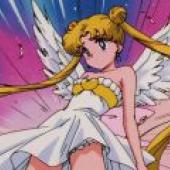 Sailor Moon Usagi Tsukino，A drawing of a woman with wings and a halo.
