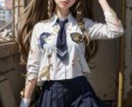 Leila Malcal Code Geass Akito the ExiledWoman in school uniform.