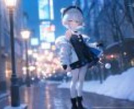 女孩們，一個手裡拿著雪球的女孩。