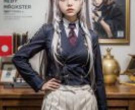 手機桌布，我想成為影之強者 亞蕾克西雅·米德加 アレクシア・ミドガル Alexia Midgar，寫實，白髮軍事少女的未來肖像