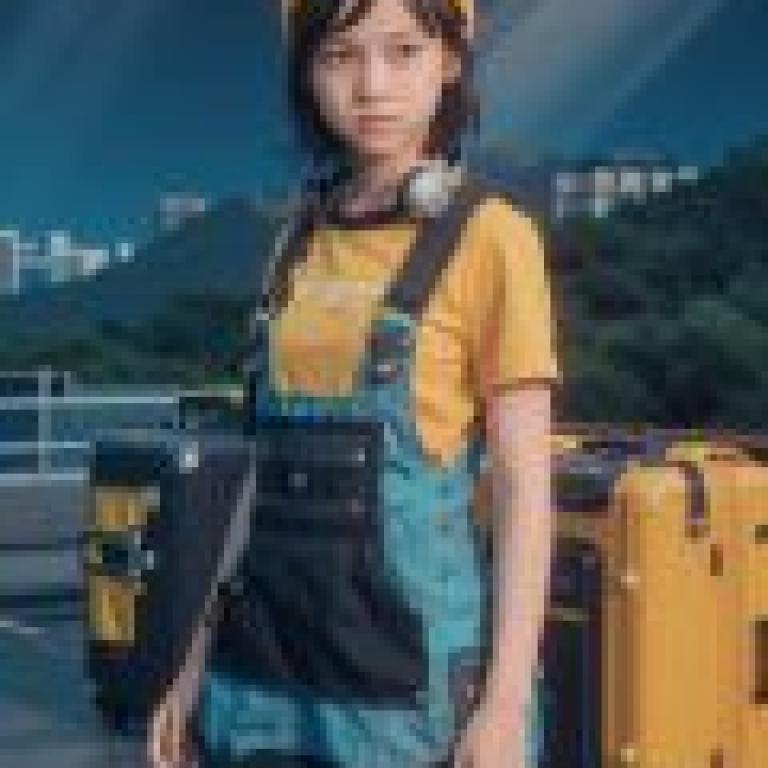 Susie Zenless Zone Zero，這位女士穿著藍色背帶褲。