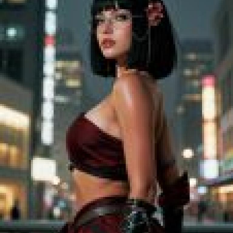 Beautiful and fashionable，A woman wearing glasses， red lipstick and a red flower in her hair.