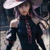Sienna Merdein Senya，A girl in a witch costume standing outside.