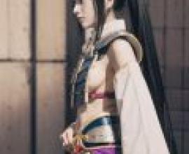 牛若丸，Fate Grand Order，黑髮身穿紫金色服裝的少女。