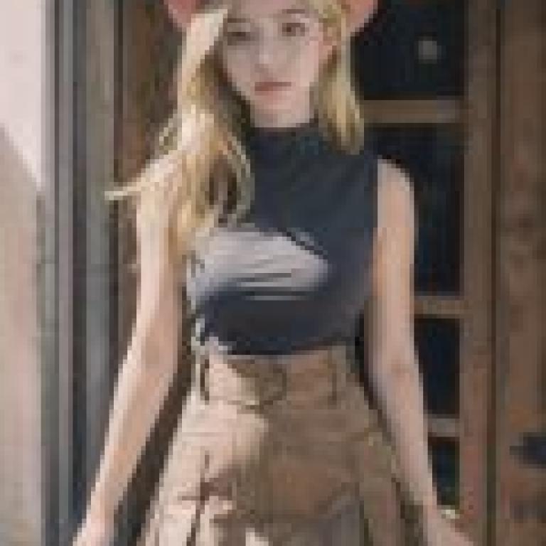 Serena， Pokemon，A young lady wearing a skirt and a pink hat.