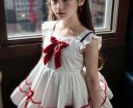 sleepwalking girlA girl in dress standing near the window.