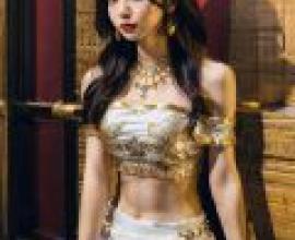 Egyptian Goddess，A woman sits on the edge of the frame.