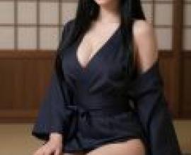 日本老宅幽靈，一位黑髮戴眼鏡的女子穿著和服坐著。