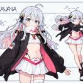 Kagura Nana vtuber，A girl with the word kauna behind her.