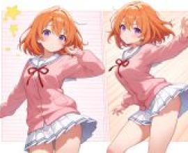 Hoto kokoa IS THE ORDER A RABBIT NAI，A girl in a pink shirt with a bow on it and stars above her head.