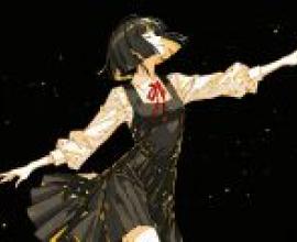 Japanese JK silhouette，A woman dancing with black and white dress.