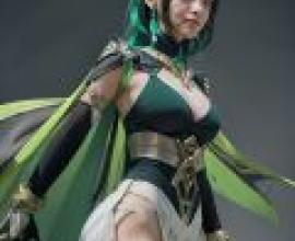 Nefer Genshin Impact，A woman wearing a green dress with gold accents.
