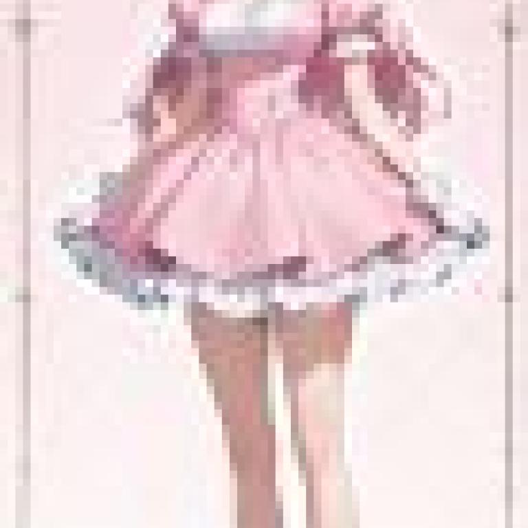 Dynamic outfits，Pink girl wearing a pink dress and high heel shoes.